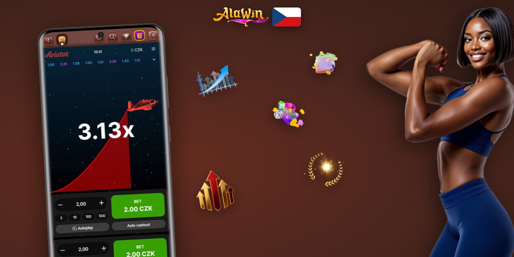 Herní rozhraní Aviator v Alawin Casino s hodnotou multiplikátoru 2,45x a dual bet panelem