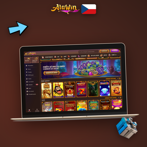 Alawin Casino desktop verze s lobby her otevřená na notebooku