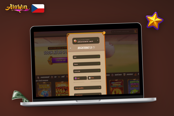 Hráč volí metodu registrace v Alawin Casino na notebooku i mobilním telefonu